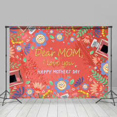 Lofaris Dear Mom Perfume Floral Red Happy Mothers Day Backdrop