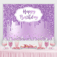 Lofaris Diamond Purple Bokeh Glitter Happy Birthday Backdrop