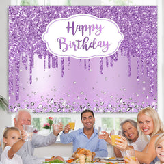 Lofaris Diamond Purple Bokeh Glitter Happy Birthday Backdrop