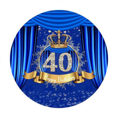 Lofaris Diamonds 40th Blue Round Happy Birthday Party Backdrop