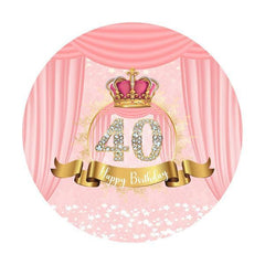 Lofaris Diamonds 40th Pink Round Happy Birthday Party Backdrop