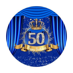 Lofaris Diamonds 50th Blue Round Happy Birthday Party Backdrop