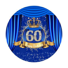 Lofaris Diamonds 60th Blue Round Happy Birthday Party Backdrop