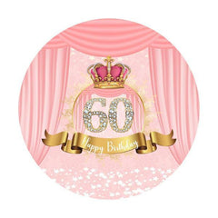 Lofaris Diamonds 70th Pink Round Happy Birthday Party Backdrop