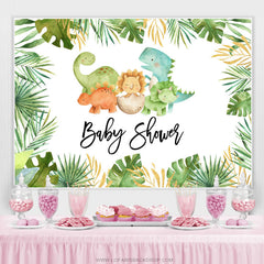 Lofaris Dinosaur Green Forest Boho Baby Shower Backdrop