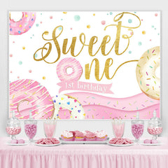 Lofaris Donut Themed Pink Golden Sweet one Birthday Backdrop