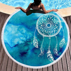 Lofaris Dream Catching Net Texture Circle Blue Beach Towel