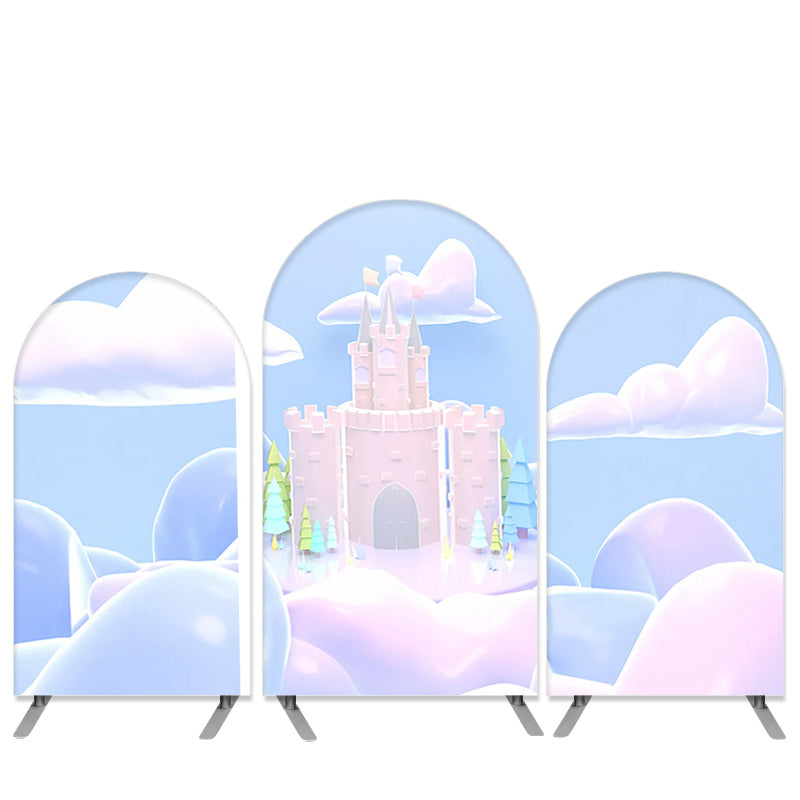 Lofaris Dream Purple Cloud Castle Theme Birthday Arch Backdrop Kit
