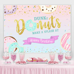 Lofaris Dunk Donut Glitter Happy Birthday Backdrop For Girl