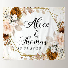 Lofaris Elegant Floral Leaves Mr And Mrs Autumn Wedding Backdrop