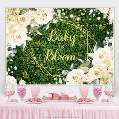 Lofaris Elegant White Flower Green Baby In Bloom Backdrop