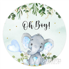 Lofaris Elephant And Balloon Oh Boy Circle Baby Shower Backdrop