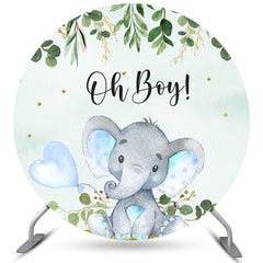 Lofaris Elephant And Balloon Oh Boy Circle Baby Shower Backdrop