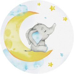 Lofaris Elephant And Moon Custom Circle Baby Shower Backdrop