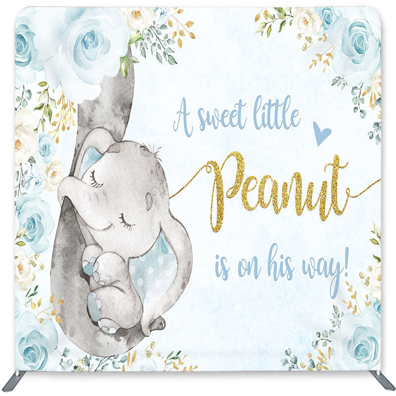 Lofaris Elephant Blue Rose Double-Sided Backdrop for Baby Shower