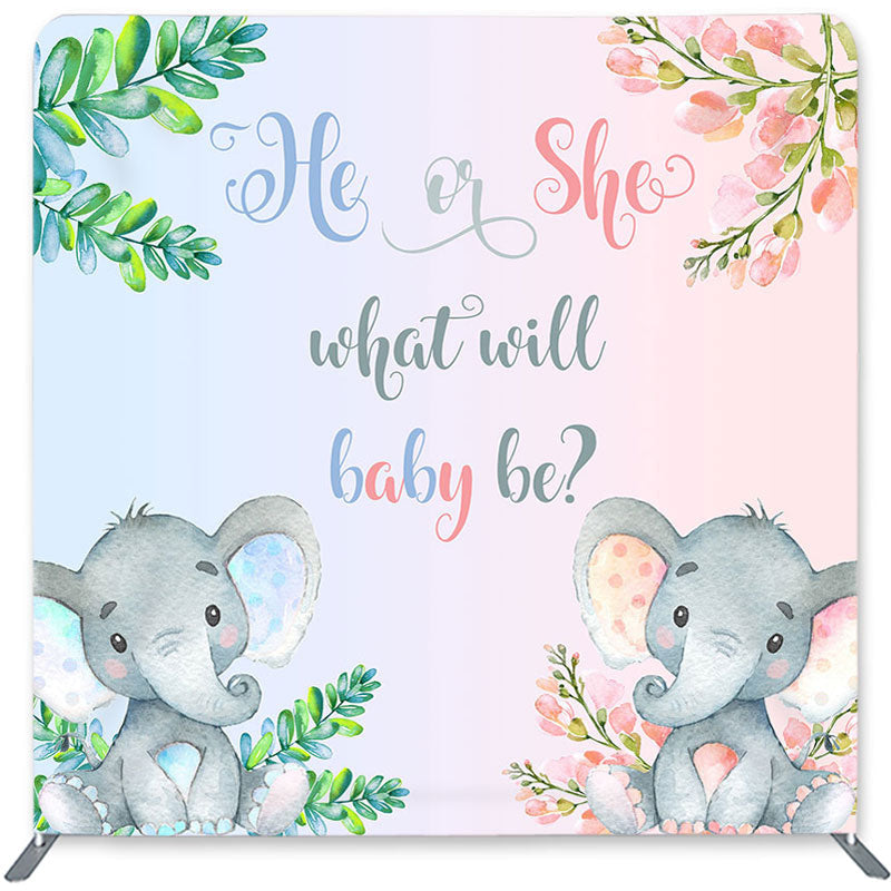 Lofaris Elephant Gender Reveal Double-Sided Backdrop for Baby Shower