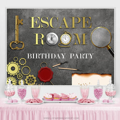 Lofaris Escape Room Gold And Grey Backdrop For Happy Birthday