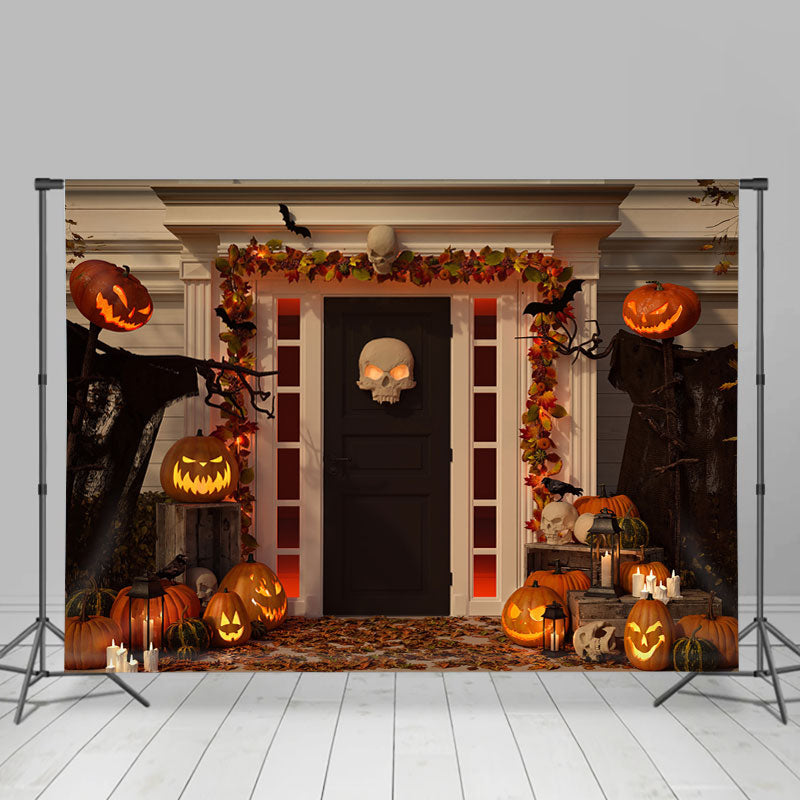Lofaris Evil Pumpkin and Skeletons Backdrop for Halloween