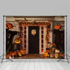Lofaris Evil Pumpkin and Skeletons Backdrop for Halloween