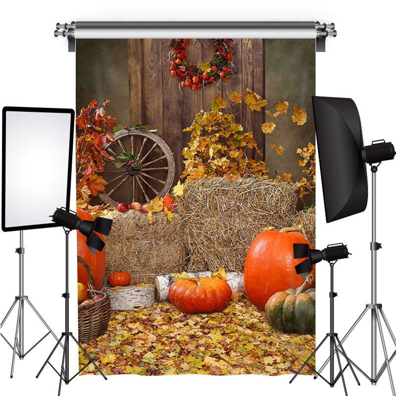 Lofaris Fall Leaves Pumpkin Board Autumn Backdrop for Photo