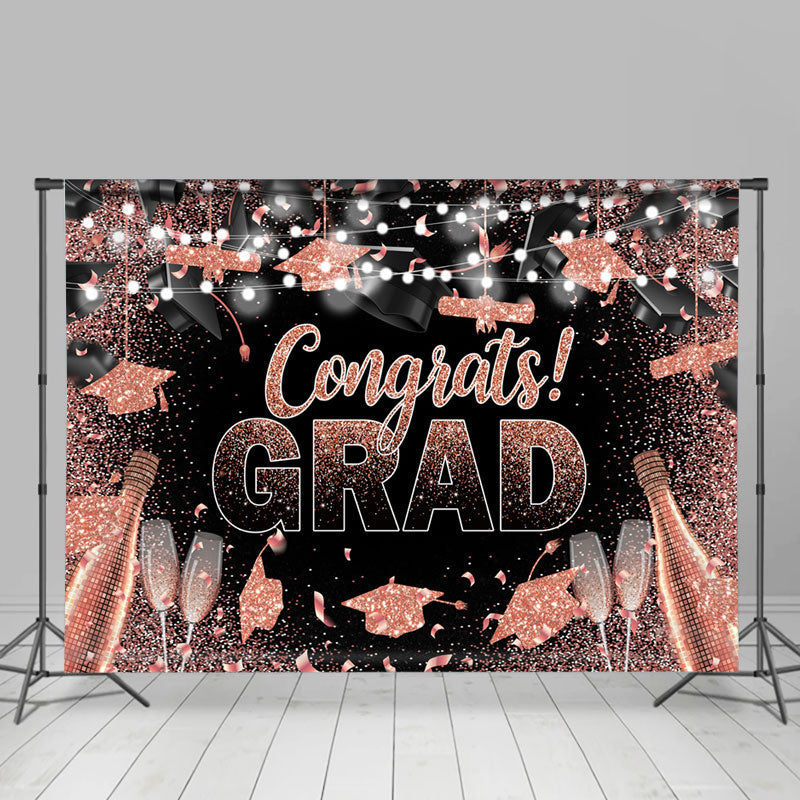 Lofaris Fallen Hats Lights Congrats Grad Party Backdrop