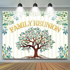 Lofaris Family Reunion Green Tree Theme Happy Holiday Backdrop