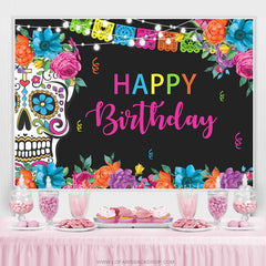 Lofaris Fiesta Day Of Death Flowers Happy Birthday Backdrop