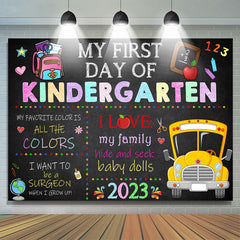 Lofaris First Day of Kindergarten Bus Photoshoot Backdrop Kids