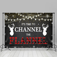 Lofaris Flannel Gold Glitter Lights Snowflake Elk Backdrops