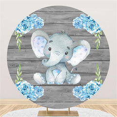 Lofaris Floral And Elephant Circle Wood Baby Shower Backdrop