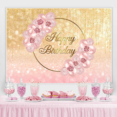 Lofaris Floral And Glitter Balloon Happy Birthday Backdrop