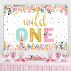 Lofaris Floral And Glitter Wild One Happy Birthday Backdrop