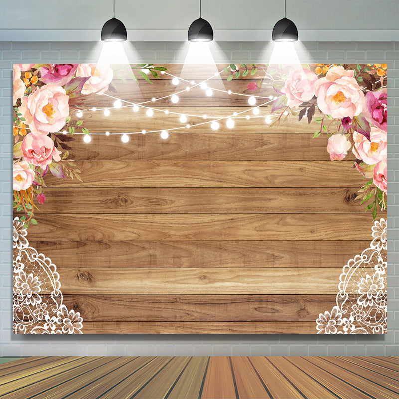 Lofaris Floral And Glitter Wooden Backdrop For Wedding Party