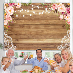 Lofaris Floral And Glitter Wooden Backdrop For Wedding Party