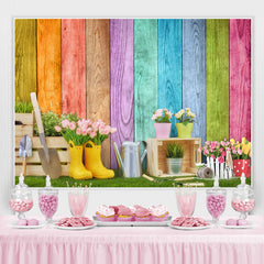 Lofaris Floral And Grassland Simple Theme Colour Wood Backdrop