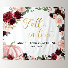 Lofaris Floral And Pink Pumpkin Fall In Love Wedding Backdrop