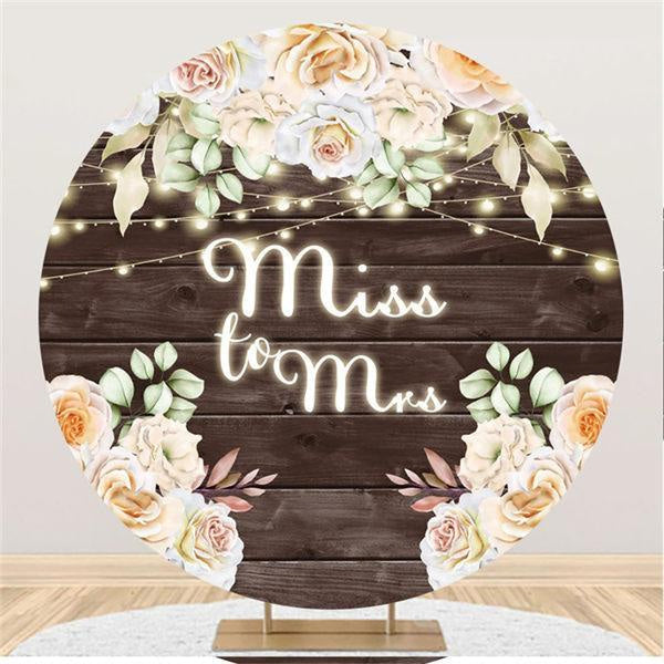 Lofaris Shiny Lights Floral Wooden Adorable Circle Bridal Shower Backdrop