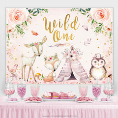 Lofaris Floral Animal World With Tent Wild One Birthday Backdrop