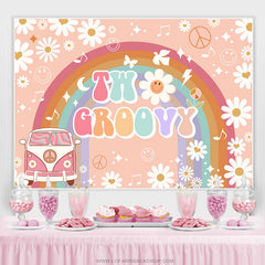 Lofaris Floral Car Rainbow Happy 2Nd Birthday Backdrop