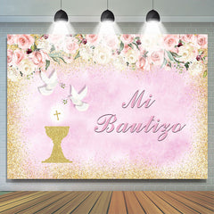 Lofaris Floral Dove Mi Bautizo Baptism For Baby Girl Backdrop