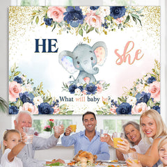 Lofaris Floral Elephant Gender Reveal Baby Shower Backdrop