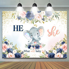 Lofaris Floral Elephant Gender Reveal Baby Shower Backdrop