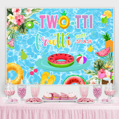 Lofaris Floral Fruit Swimming Pool Happy 2Nd Birthday Backdrop