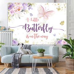 Lofaris Floral Glitter Butterfly Girl Baby Shower Backdrop