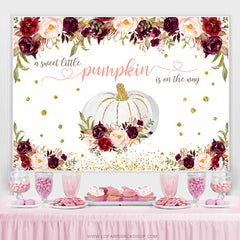 Lofaris Floral Glitter Sweet Pumpkin Theme Baby Shower Backdrop