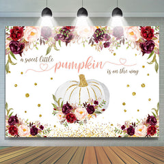 Lofaris Floral Glitter Sweet Pumpkin Theme Baby Shower Backdrop