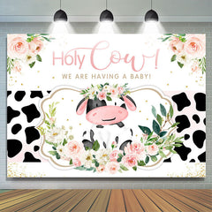 Lofaris Floral Holy Cow Baby Shower Backdrop For Girls