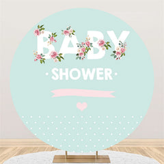 Lofaris Floral Light Cyan Theme Baby Shower Round Backdrop