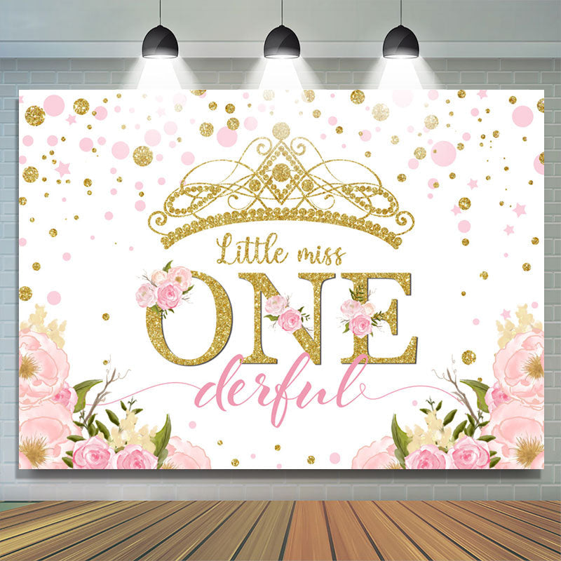 Lofaris Floral Little Onderful Happy Birthday Backdrop