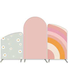 Lofaris Floral Rainbow Pink Happy Birthday Arch Backdrop Kit